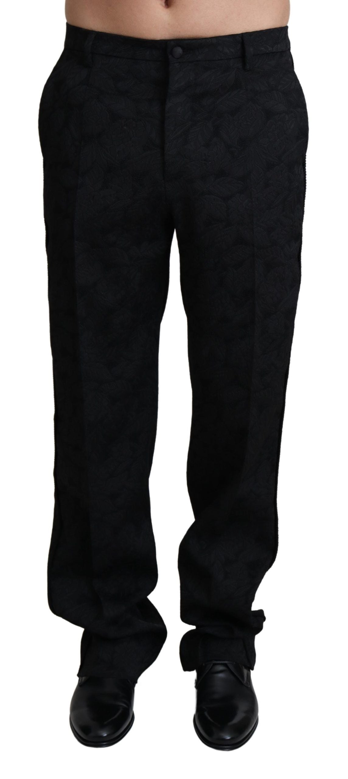 Dolce &amp; Gabbana Pantalon formel en jaquard noir pour hommes