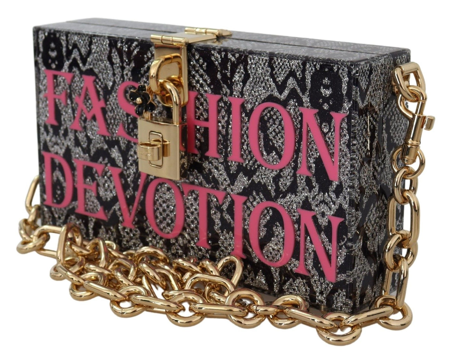 Dolce &amp; Gabbana Gris Fashion Devotion Clutch Plexi SICILY BOX Sac à main