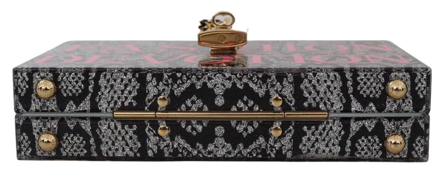 Dolce &amp; Gabbana Grey Fashion Devotion Clutch Plexi SICILY BOX Geldbörse