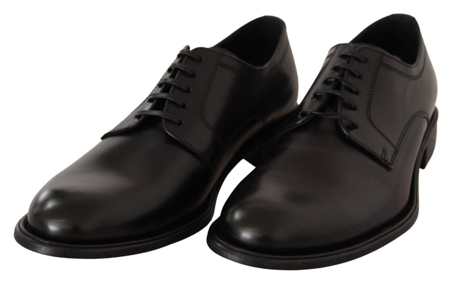 Dolce &amp; Gabbana Chaussures Derby formelles à lacets en cuir noir pour hommes