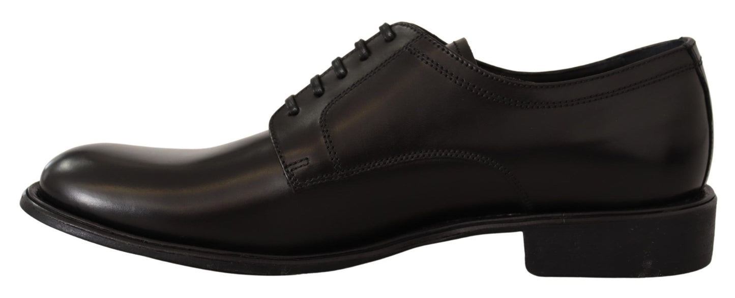 Dolce &amp; Gabbana Chaussures Derby formelles à lacets en cuir noir pour hommes