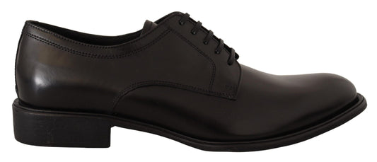 Dolce &amp; Gabbana Chaussures Derby formelles à lacets en cuir noir pour hommes