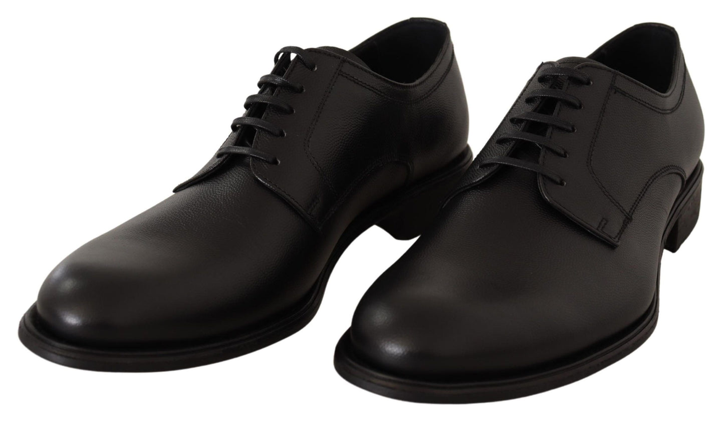 Dolce &amp; Gabbana Chaussures Derby formelles à lacets en cuir noir pour hommes