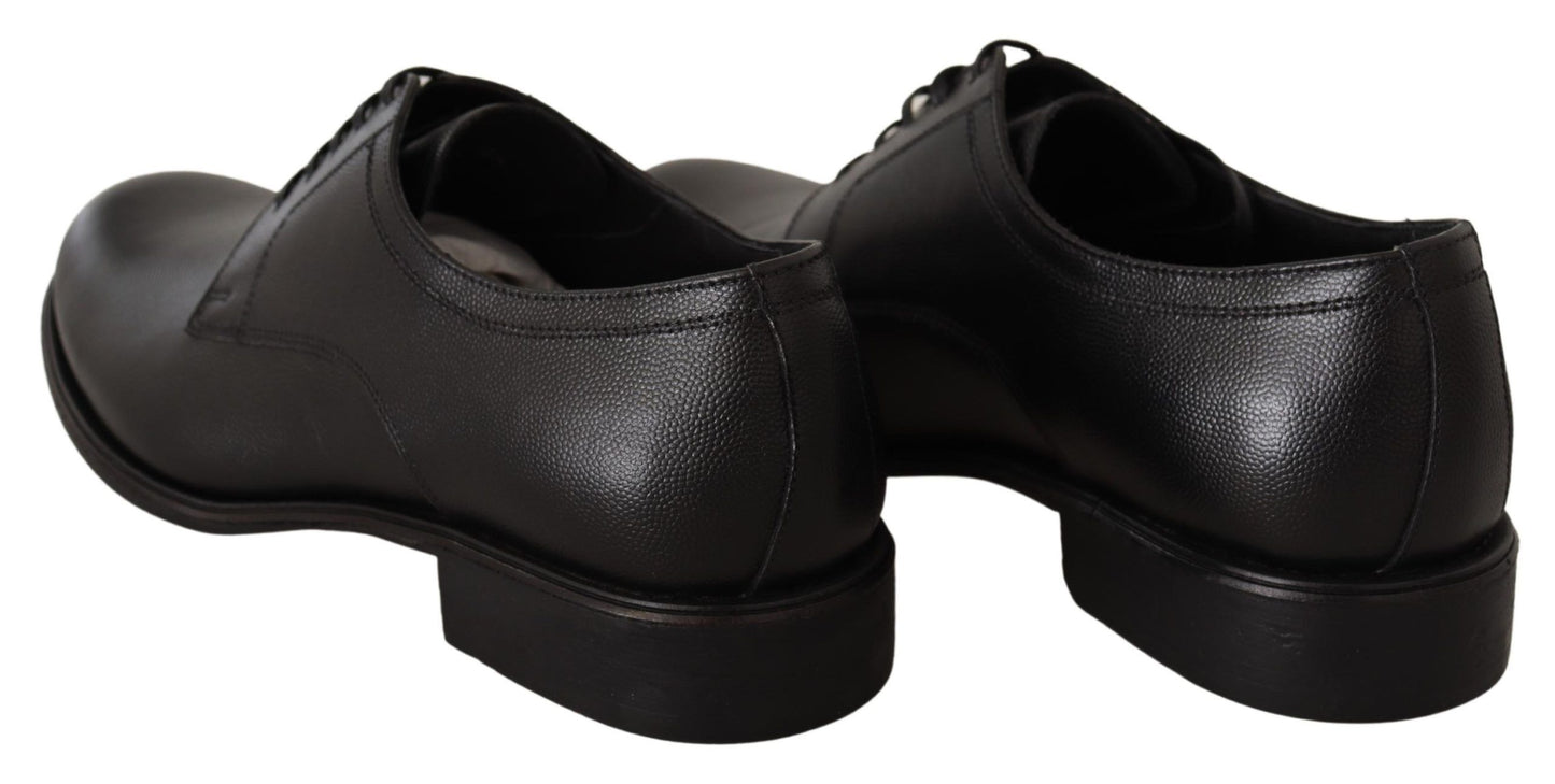 Dolce &amp; Gabbana Herren-Derby-Schuhe aus schwarzem Leder zum Schnüren