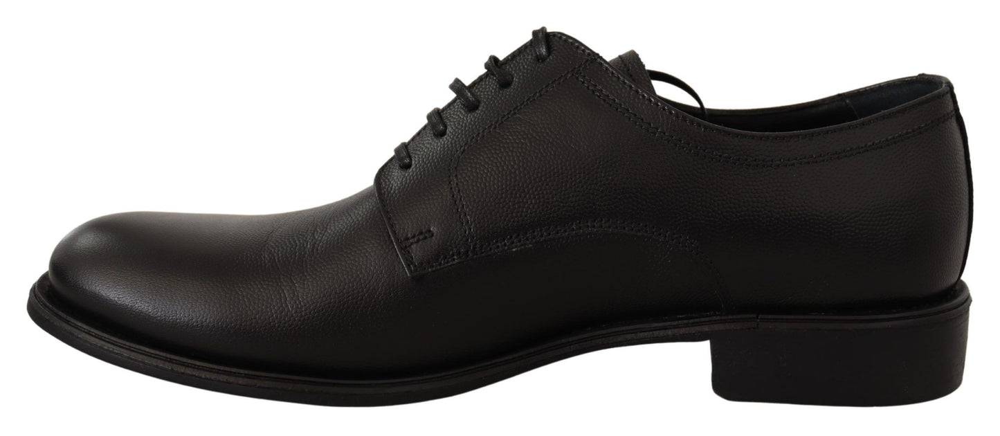 Dolce &amp; Gabbana Chaussures Derby formelles à lacets en cuir noir pour hommes