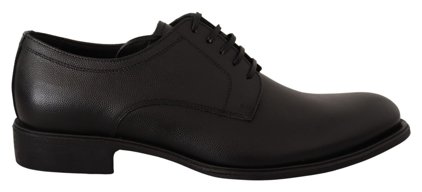 Dolce &amp; Gabbana Chaussures Derby formelles à lacets en cuir noir pour hommes