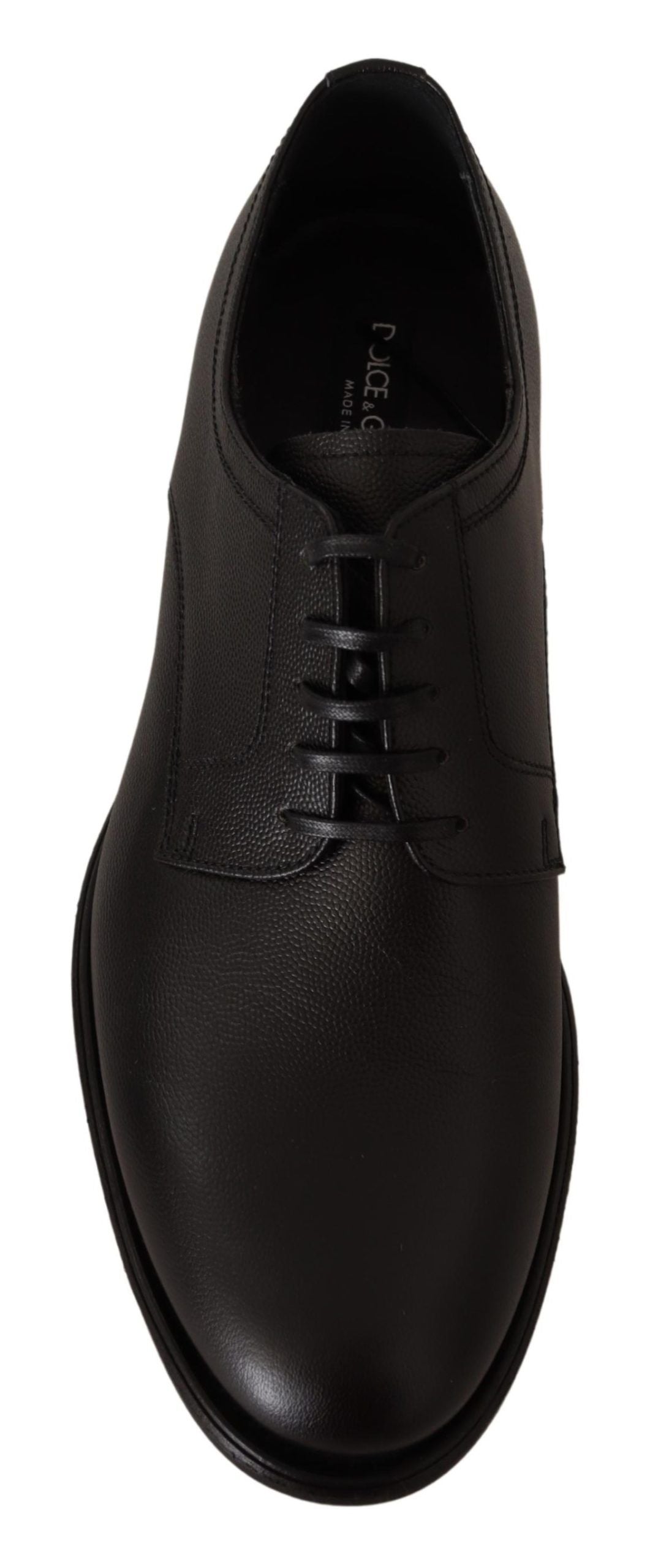 Dolce &amp; Gabbana Chaussures Derby formelles à lacets en cuir noir pour hommes