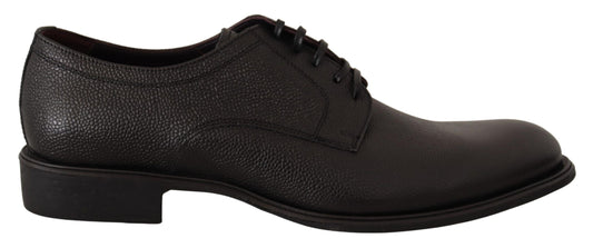 Dolce &amp; Gabbana Chaussures Derby formelles à lacets en cuir noir pour hommes