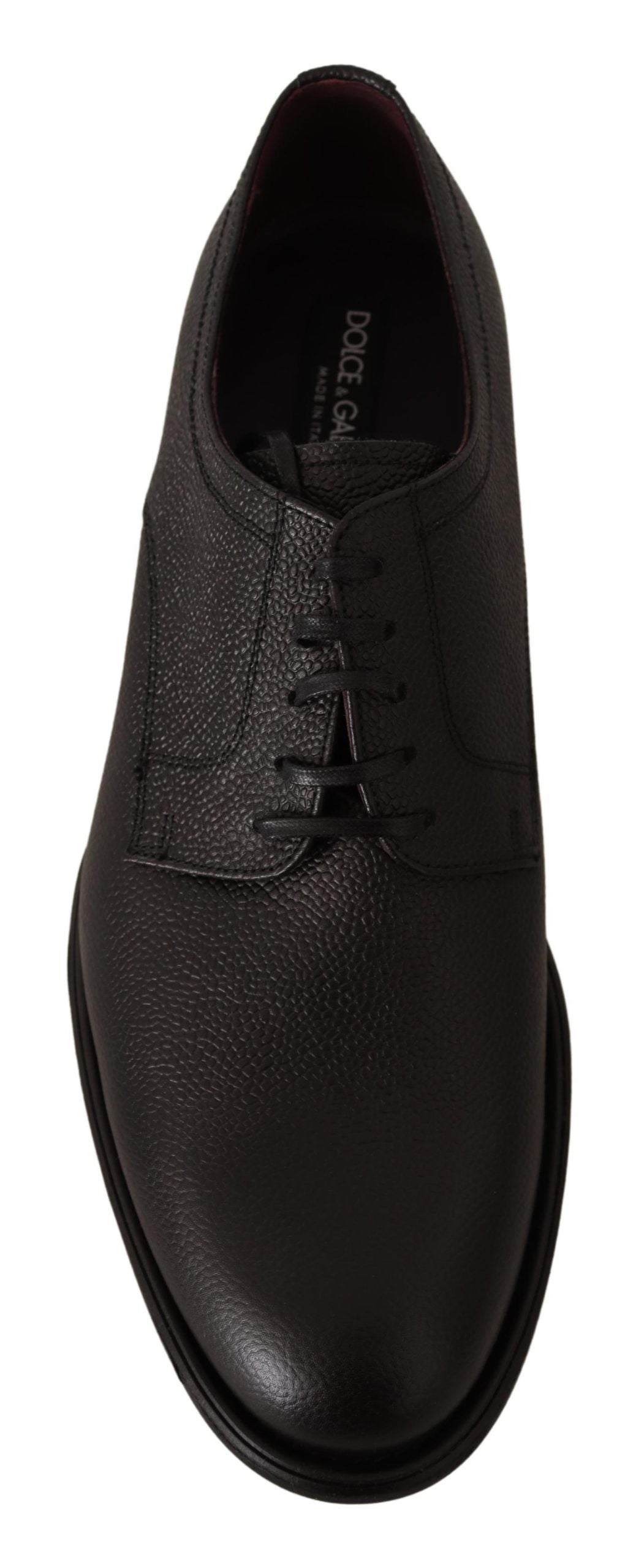 Dolce &amp; Gabbana Chaussures Derby formelles à lacets en cuir noir pour hommes