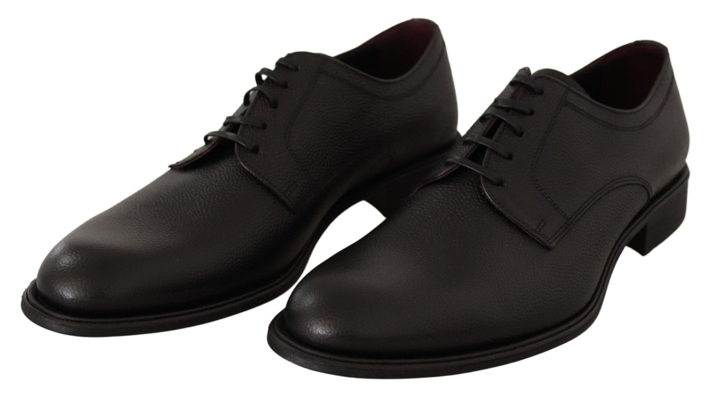 Dolce &amp; Gabbana Chaussures Derby formelles à lacets en cuir noir pour hommes