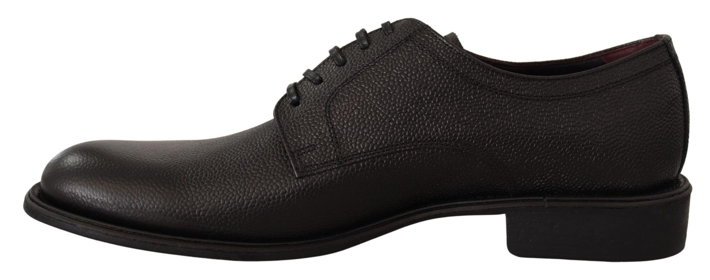 Dolce &amp; Gabbana Chaussures Derby formelles à lacets en cuir noir pour hommes