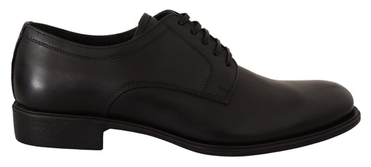 Dolce &amp; Gabbana Chaussures Derby formelles à lacets en cuir noir pour hommes