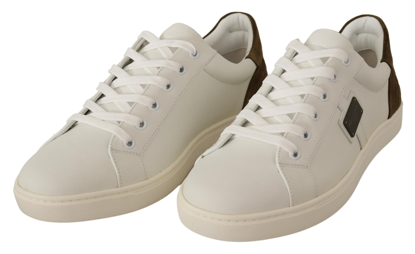 Dolce &amp; Gabbana Baskets basses en cuir suédé blanc pour hommes