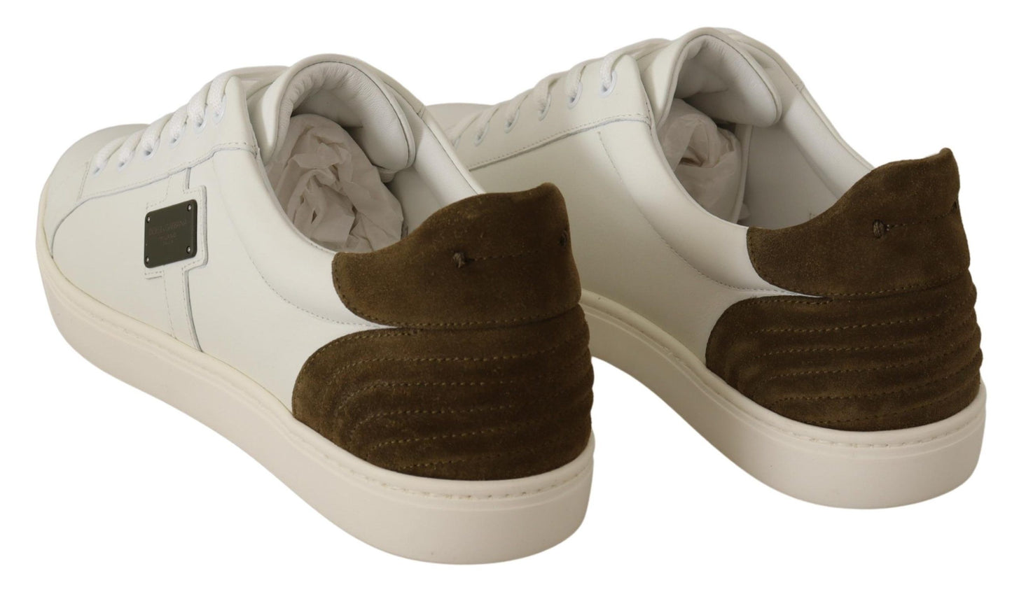 Dolce &amp; Gabbana Baskets basses en cuir suédé blanc pour hommes