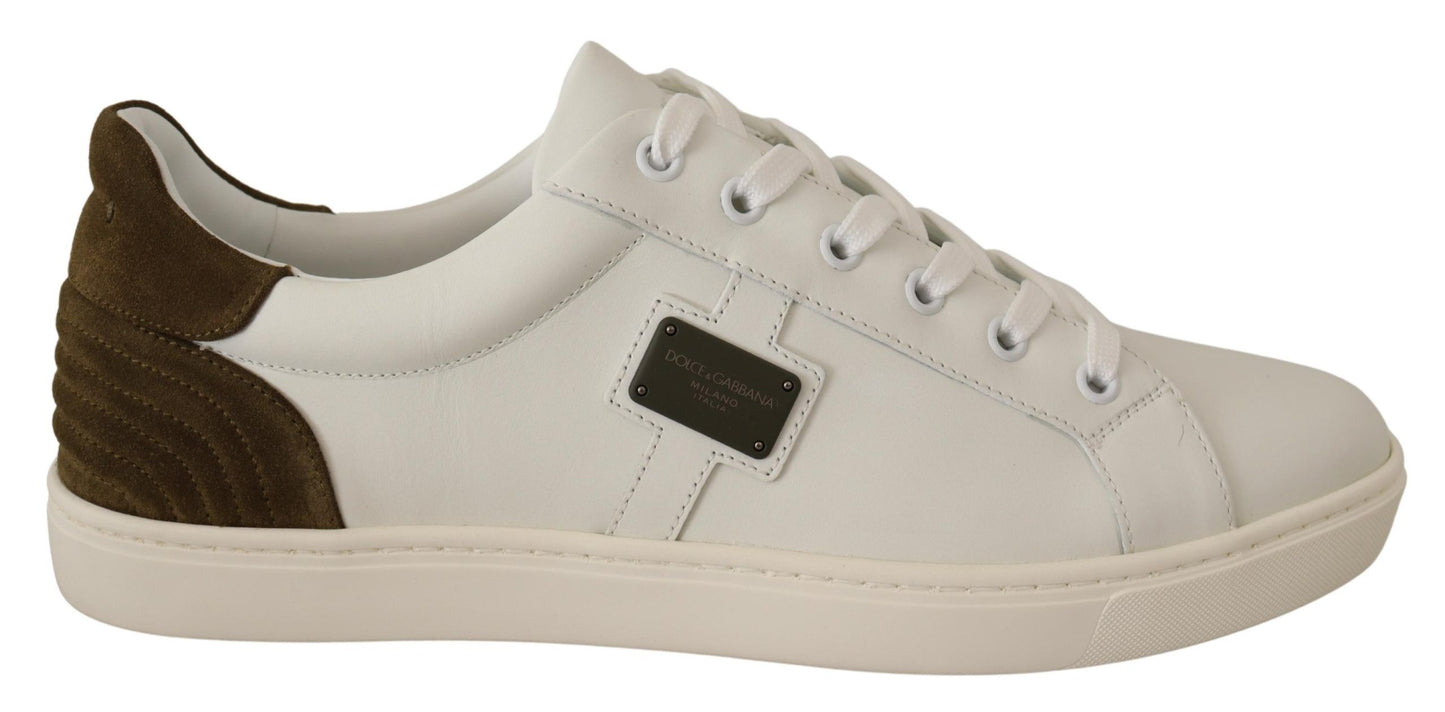 Dolce &amp; Gabbana Baskets basses en cuir suédé blanc pour hommes