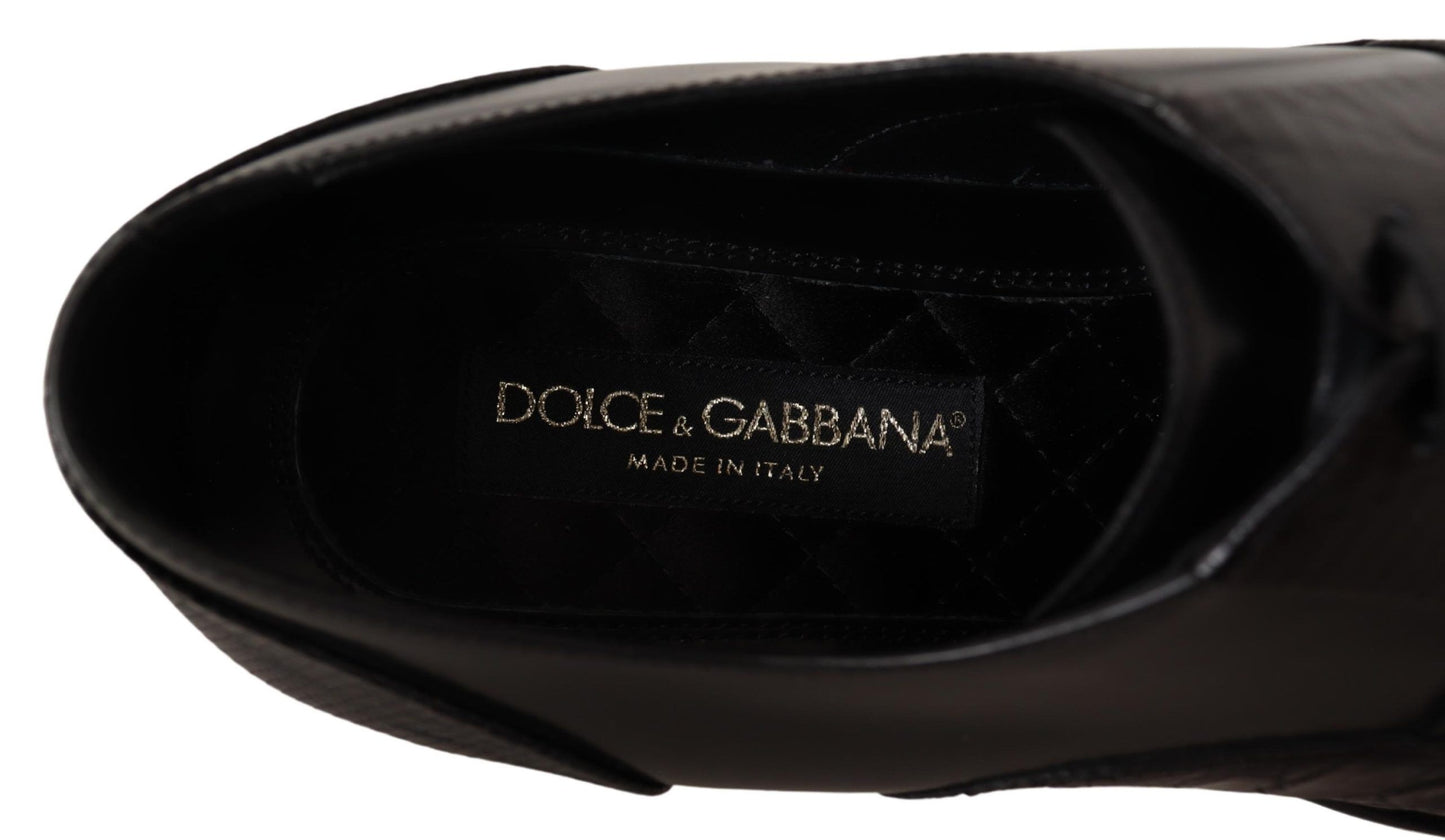 Dolce &amp; Gabbana – Formelle Schuhe aus schwarzem Leder mit exotischen Häuten