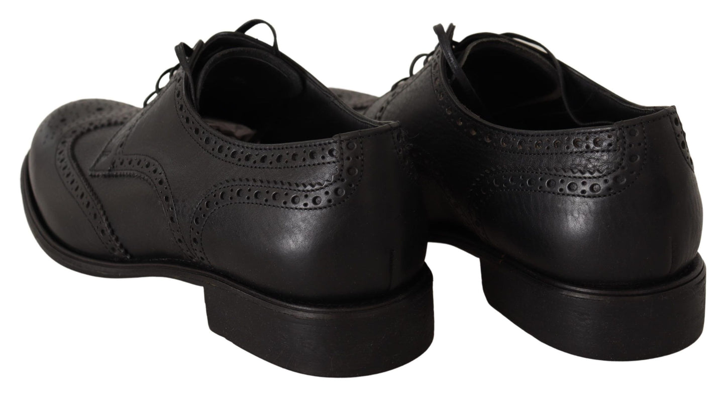 Dolce &amp; Gabbana Chaussures habillées Oxford en cuir noir à bout d'aile