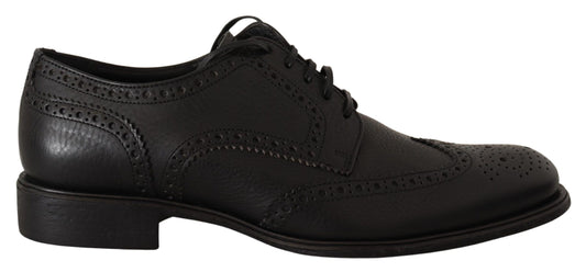 Dolce &amp; Gabbana Chaussures habillées Oxford en cuir noir à bout d'aile