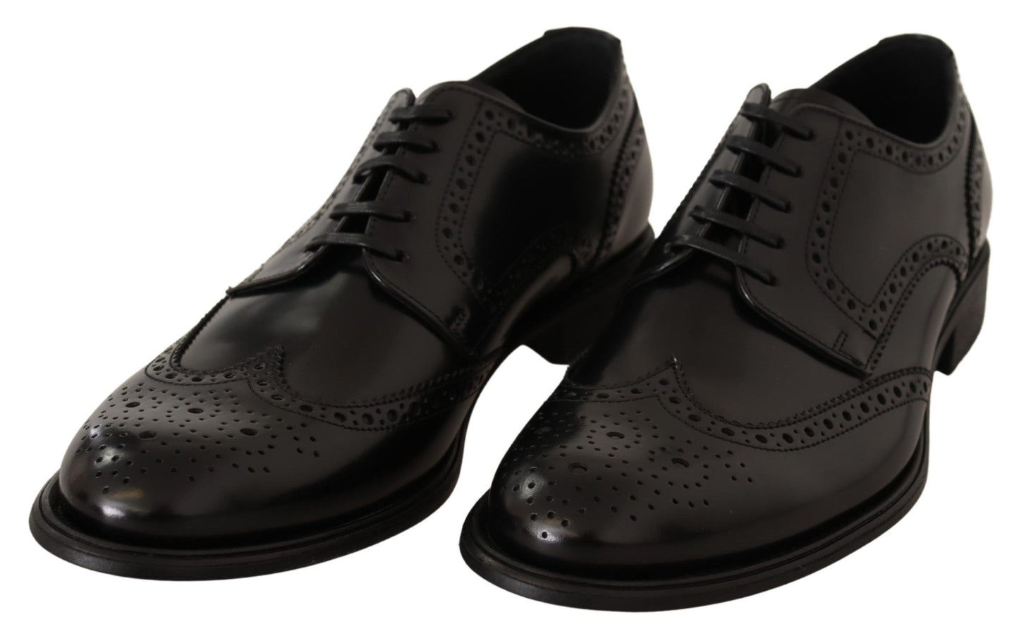 Dolce &amp; Gabbana Chaussures Oxford en cuir noir à bout d'aile