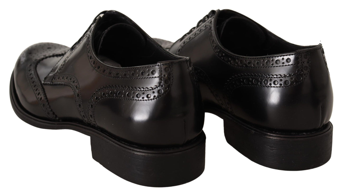 Dolce &amp; Gabbana Chaussures Oxford en cuir noir à bout d'aile