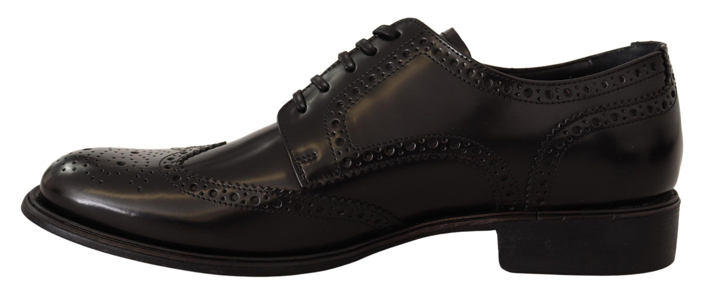 Dolce &amp; Gabbana Chaussures Oxford en cuir noir à bout d'aile