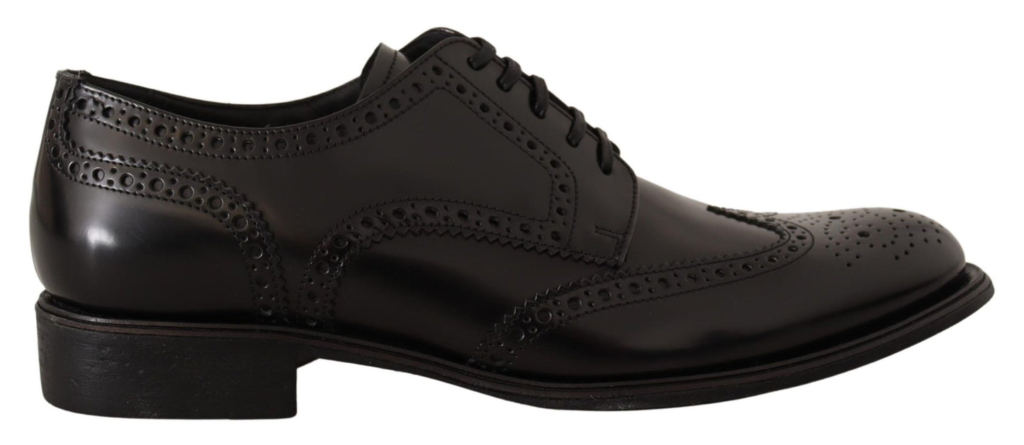 Dolce &amp; Gabbana Oxford-Schuhe mit Flügelspitze aus schwarzem Leder