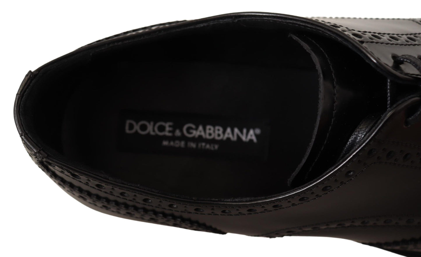 Dolce &amp; Gabbana Chaussures Oxford en cuir noir à bout d'aile