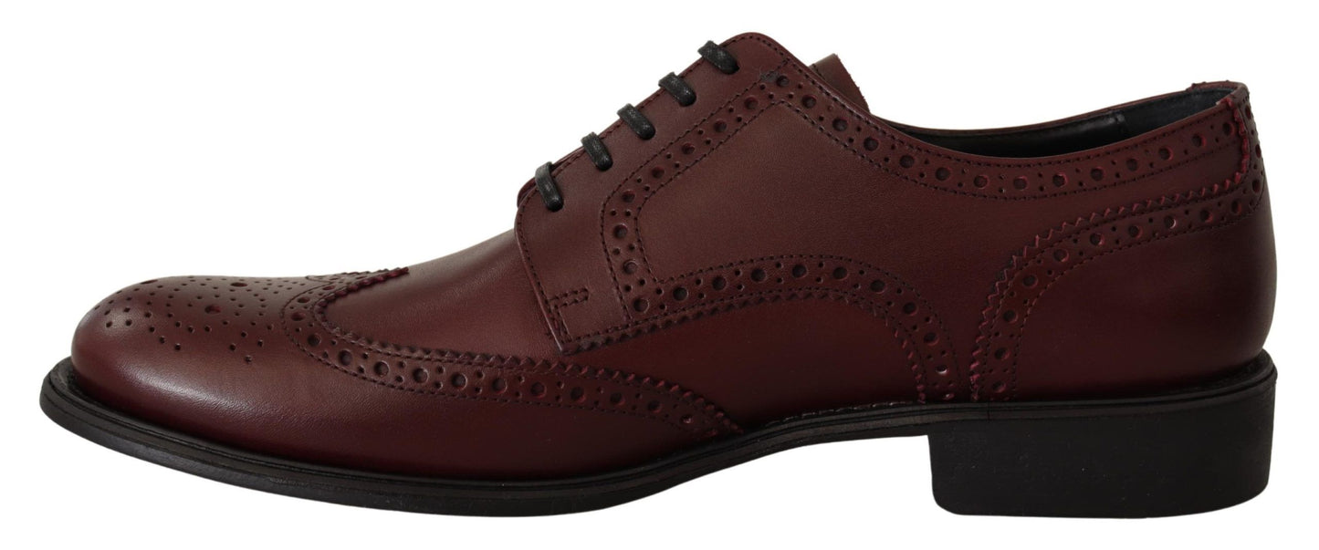 Dolce &amp; Gabbana Chaussures formelles Oxford en cuir bordeaux à bout d'aile