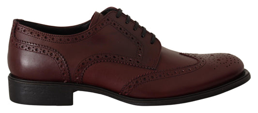 Dolce & Gabbana Elegant Bordeaux Leather Derby Shoes