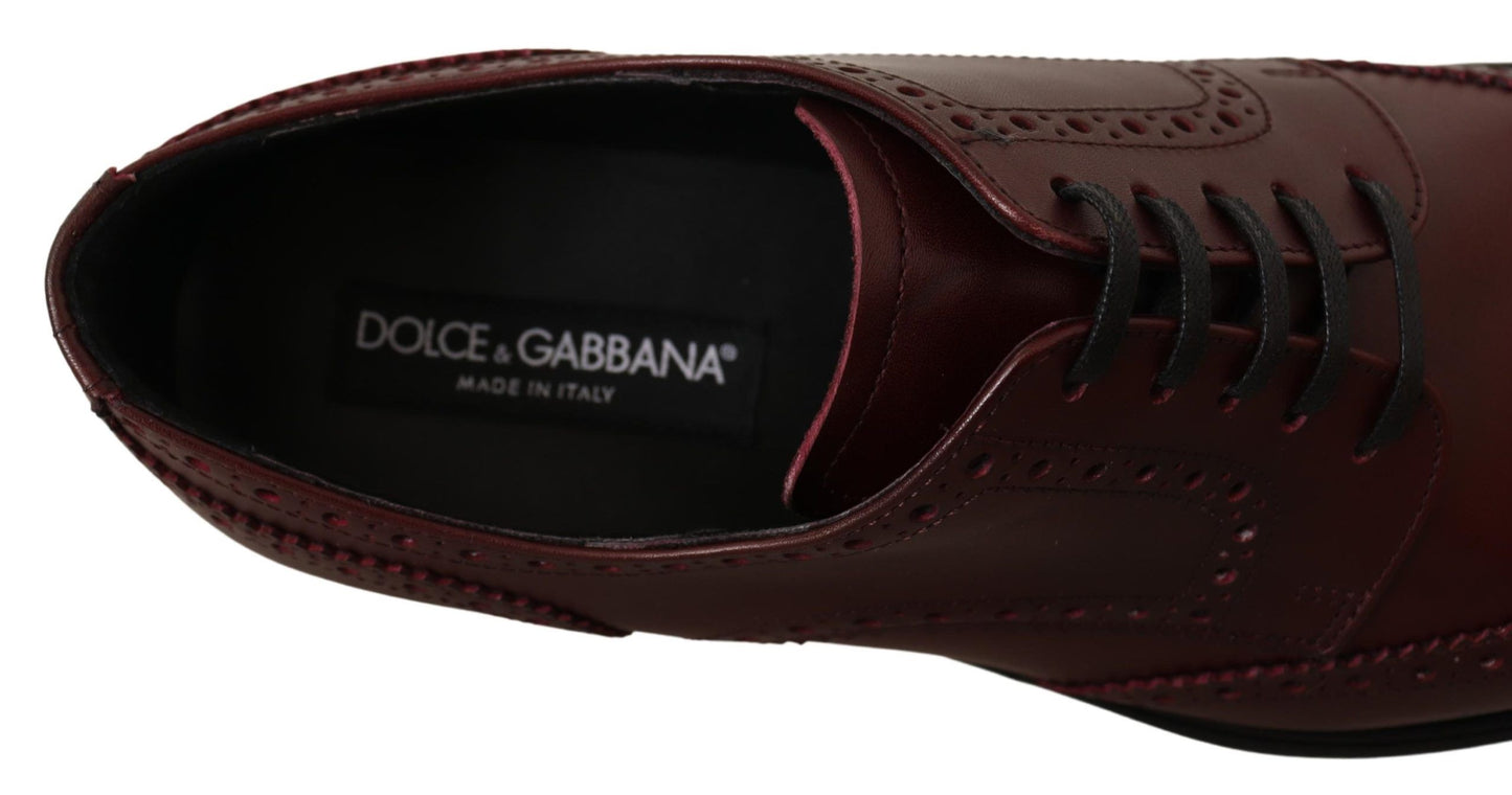 Dolce &amp; Gabbana Chaussures formelles Oxford en cuir bordeaux à bout d'aile