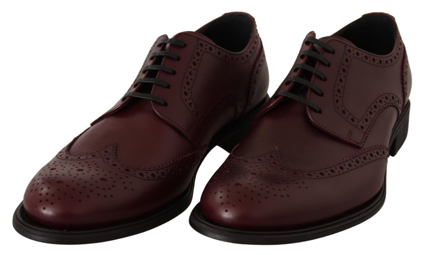 Dolce &amp; Gabbana Chaussures formelles Oxford en cuir bordeaux à bout d'aile