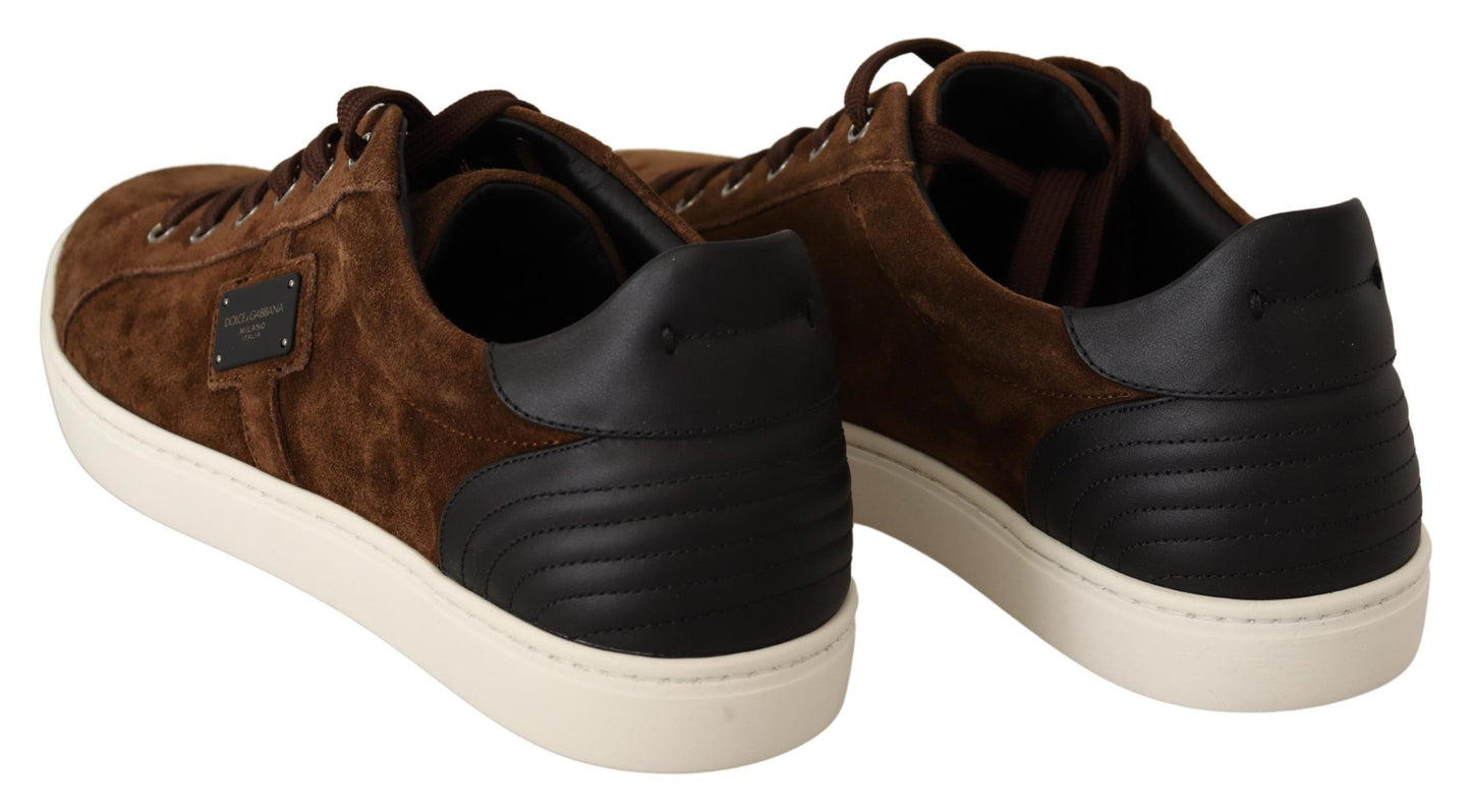 Dolce &amp; Gabbana Baskets basses en cuir suédé marron pour hommes