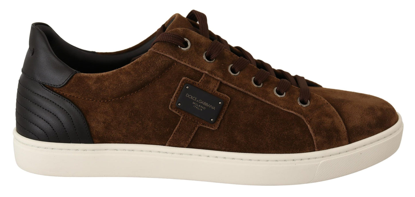 Dolce &amp; Gabbana Baskets basses en cuir suédé marron pour hommes