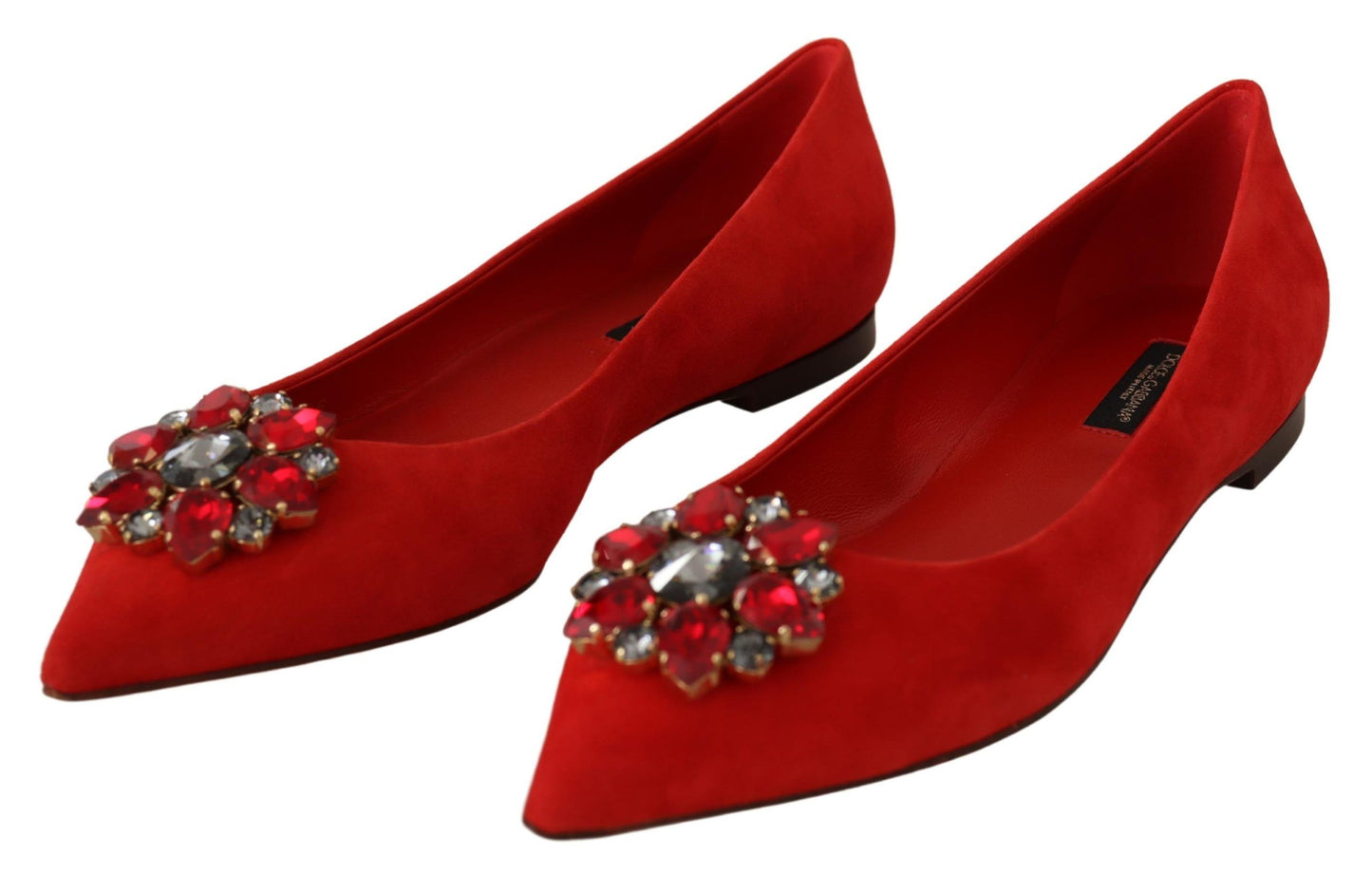 Dolce &amp; Gabbana Mocassins en daim rouges avec cristaux