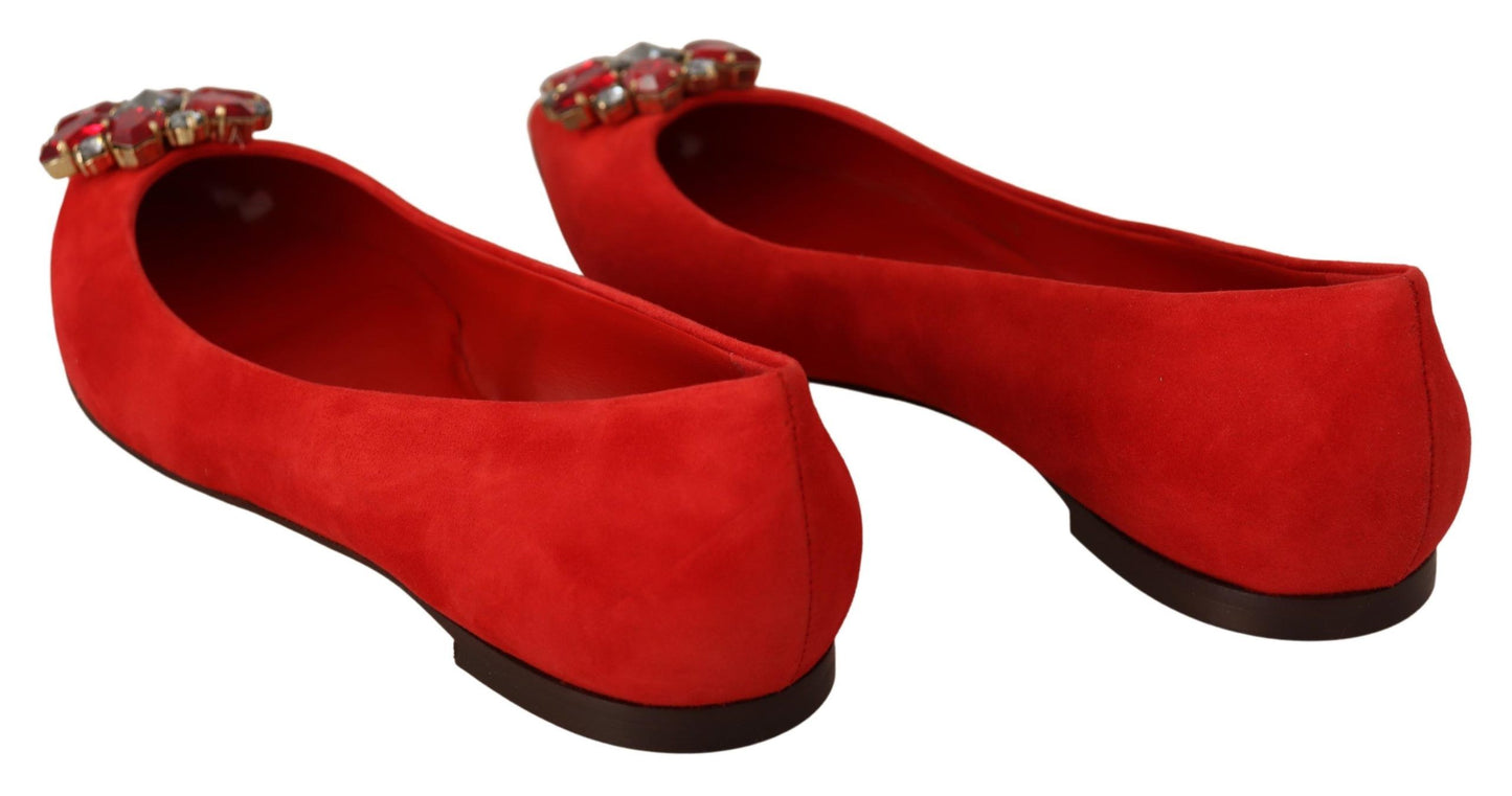 Dolce &amp; Gabbana Mocassins en daim rouges avec cristaux