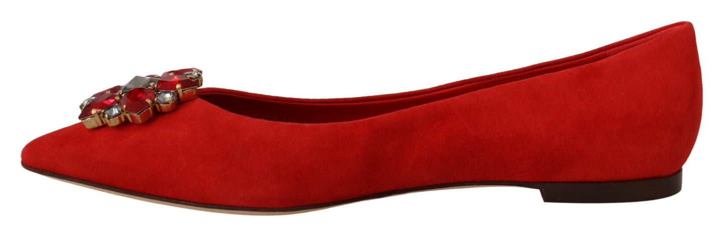 Dolce &amp; Gabbana Mocassins en daim rouges avec cristaux