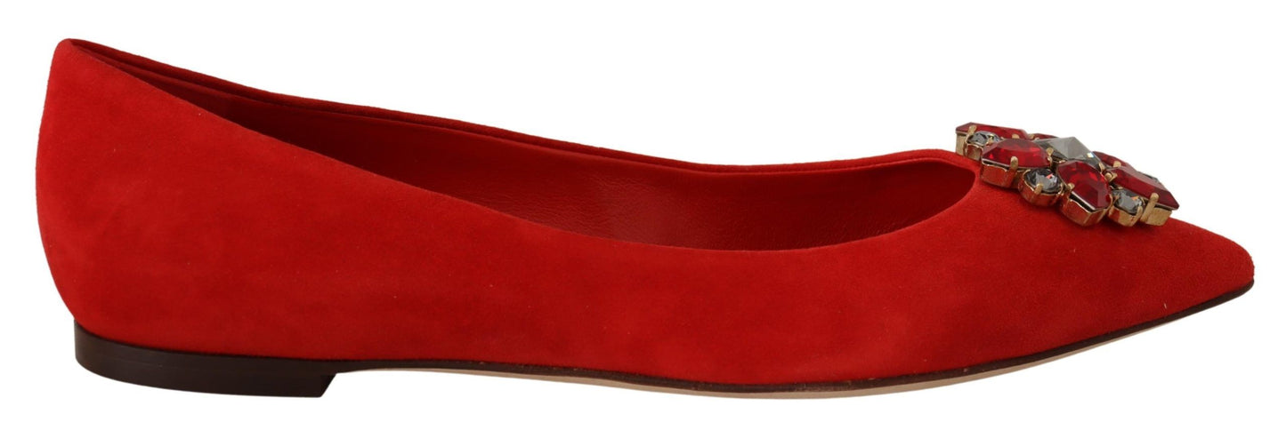 Dolce &amp; Gabbana Mocassins en daim rouges avec cristaux