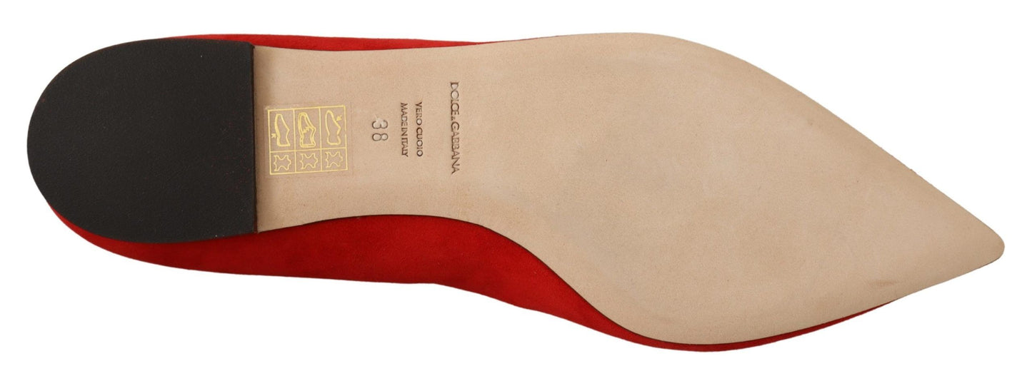 Dolce &amp; Gabbana Mocassins en daim rouges avec cristaux