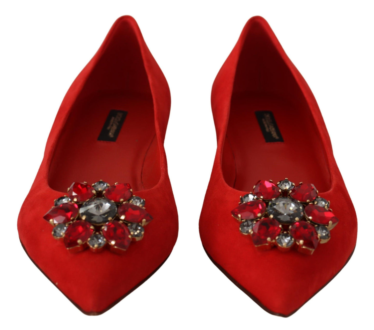 Dolce &amp; Gabbana Mocassins en daim rouges avec cristaux