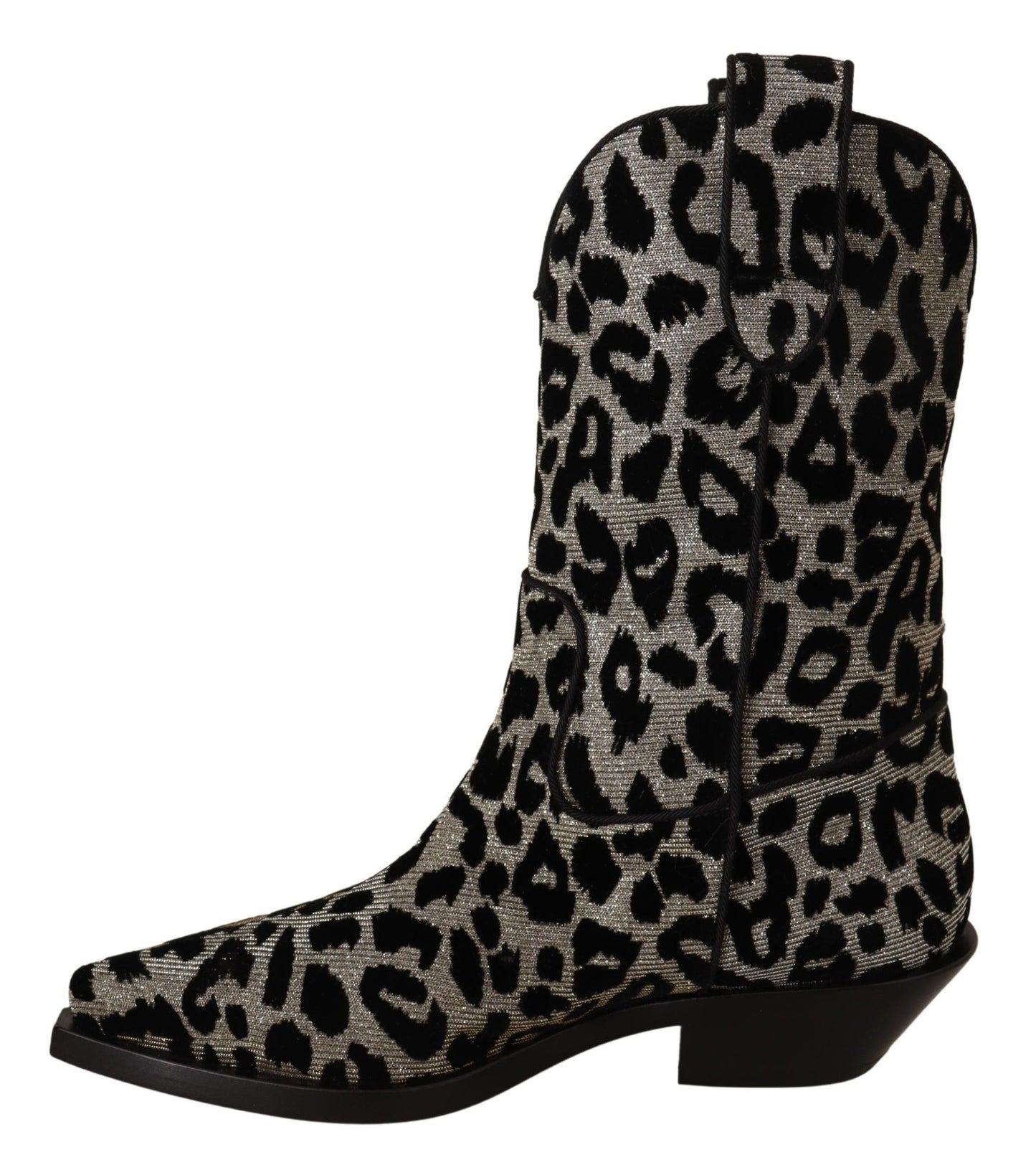 Dolce &amp; Gabbana Cowboystiefel, grau, schwarz, mit Leopardenmuster