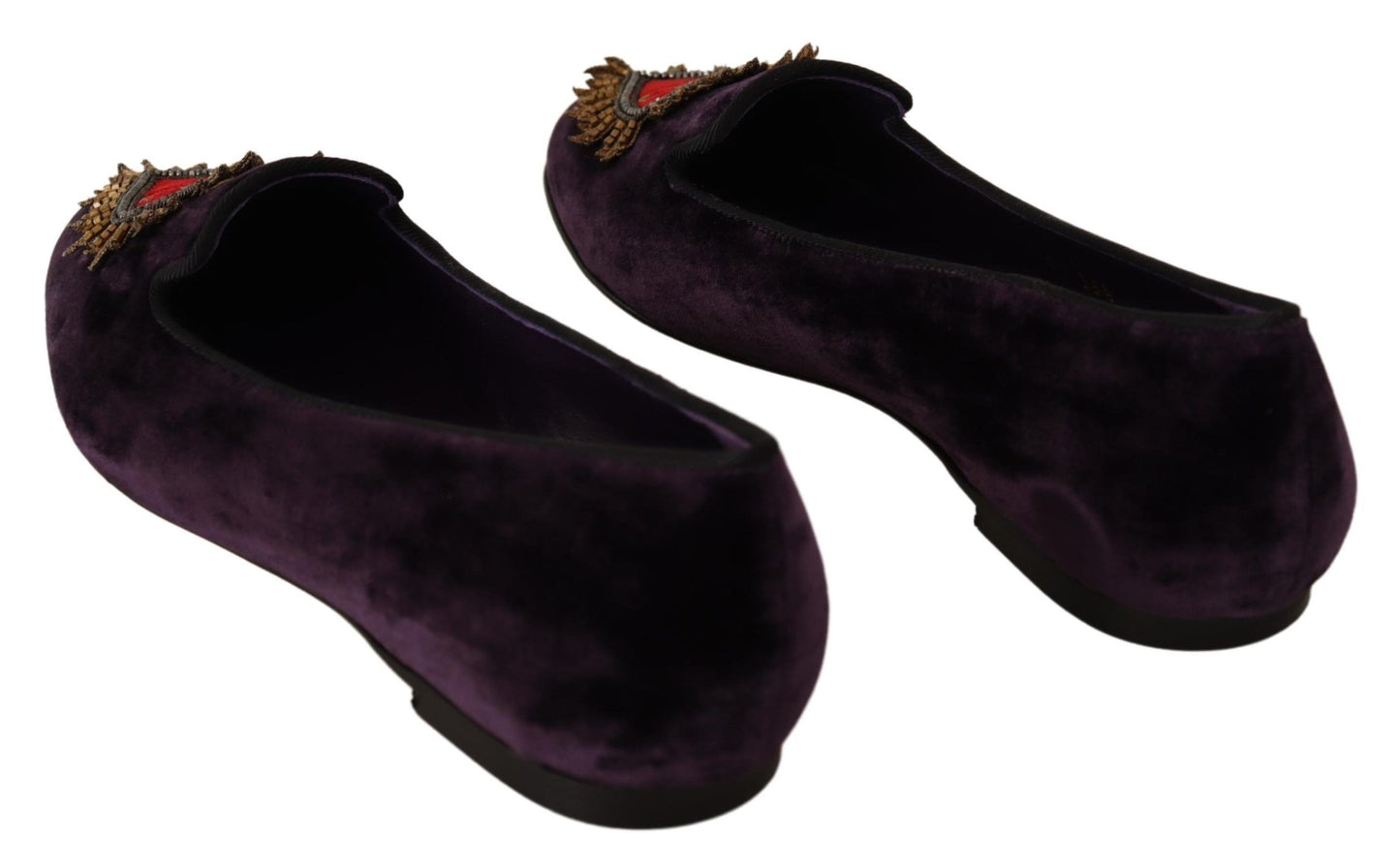 Dolce &amp; Gabbana - Mocassins en velours violet DG Heart - Chaussures plates