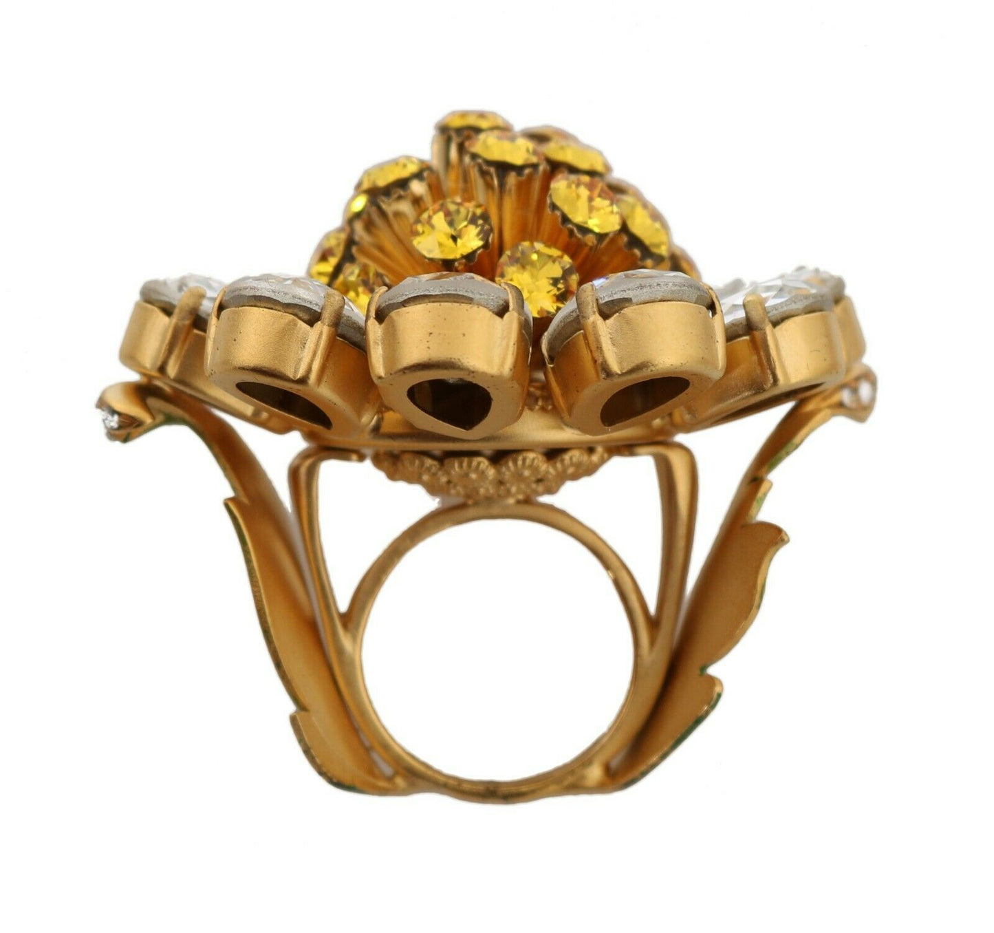 Dolce &amp; Gabbana Bague fleur en laiton doré et cristal jaune