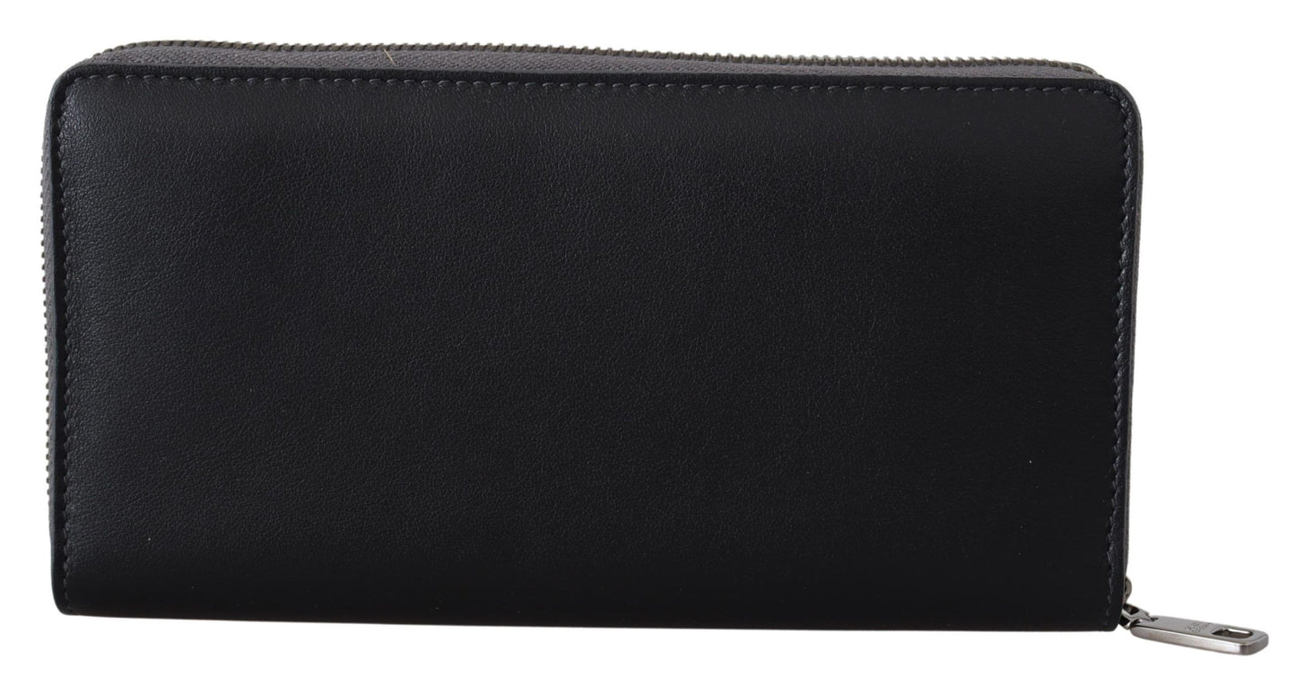 Dolce &amp; Gabbana Portefeuille en cuir à pochette continentale noir zippé