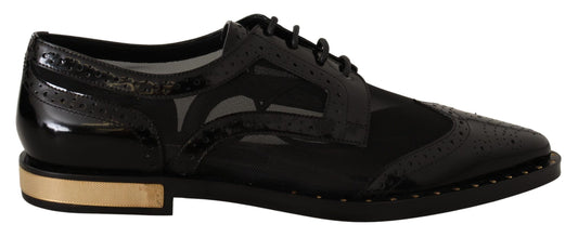 Dolce &amp; Gabbana Chaussures Broques en cuir noir à bout d'aile transparent