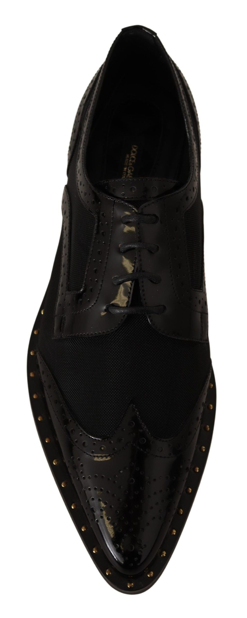 Dolce &amp; Gabbana Broques-Schuhe mit transparenter Flügelspitze aus schwarzem Leder