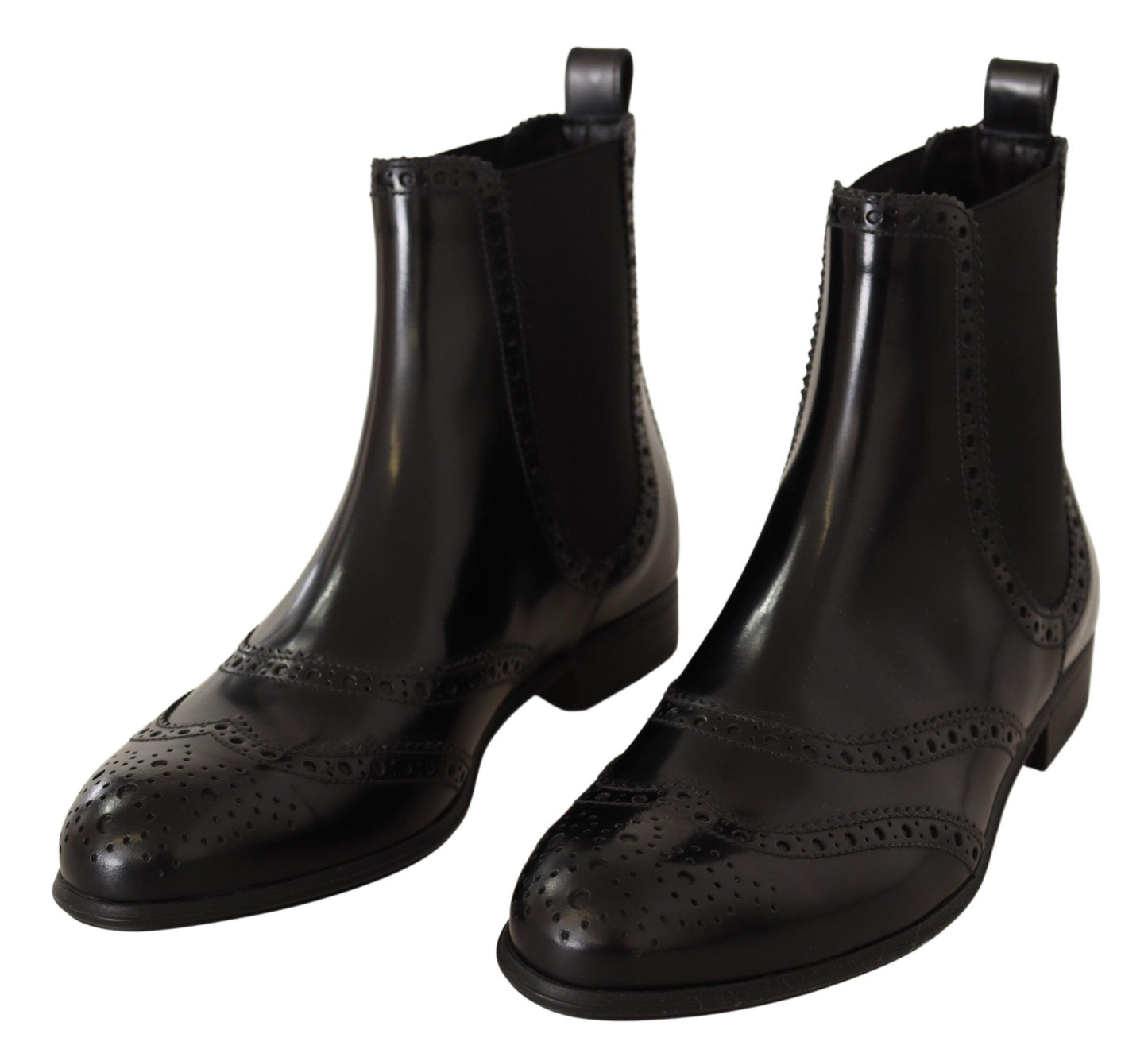 Dolce &amp; Gabbana schwarze knöchelhohe flache Stiefel aus Leder