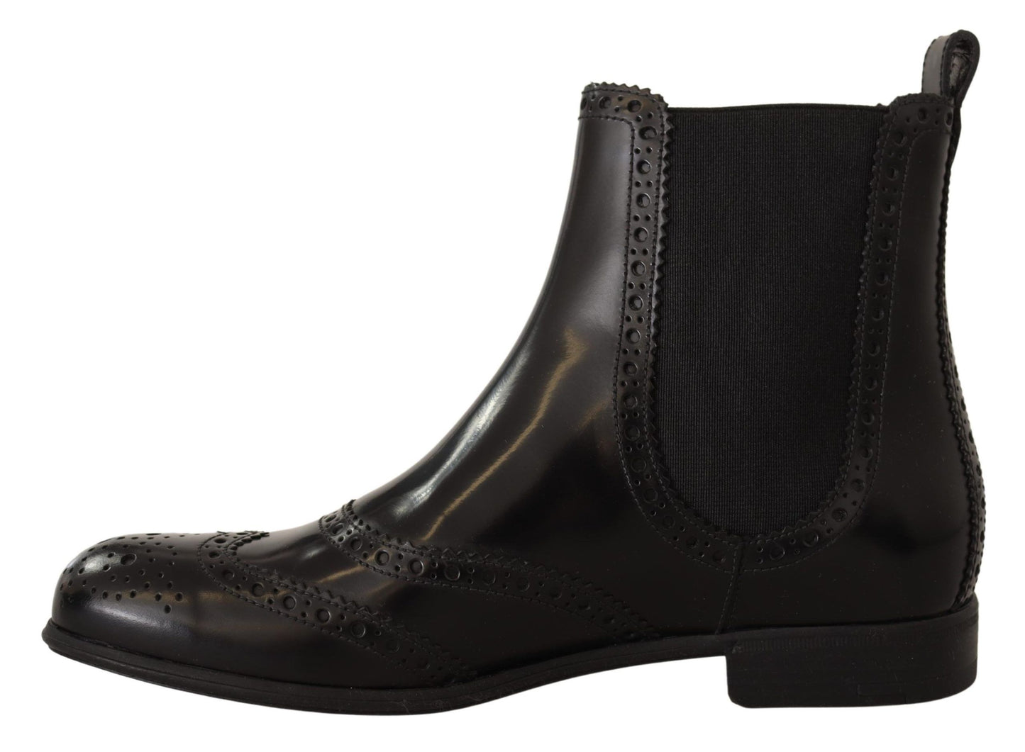 Dolce &amp; Gabbana schwarze knöchelhohe flache Stiefel aus Leder