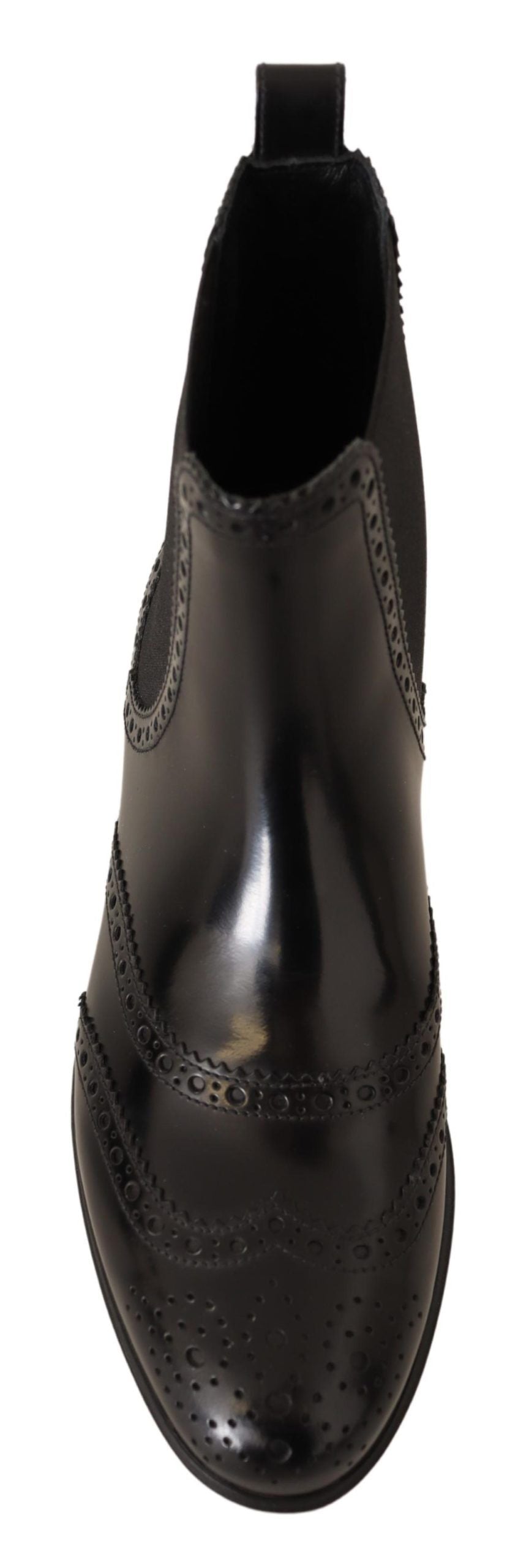 Dolce &amp; Gabbana Bottines plates en cuir noir