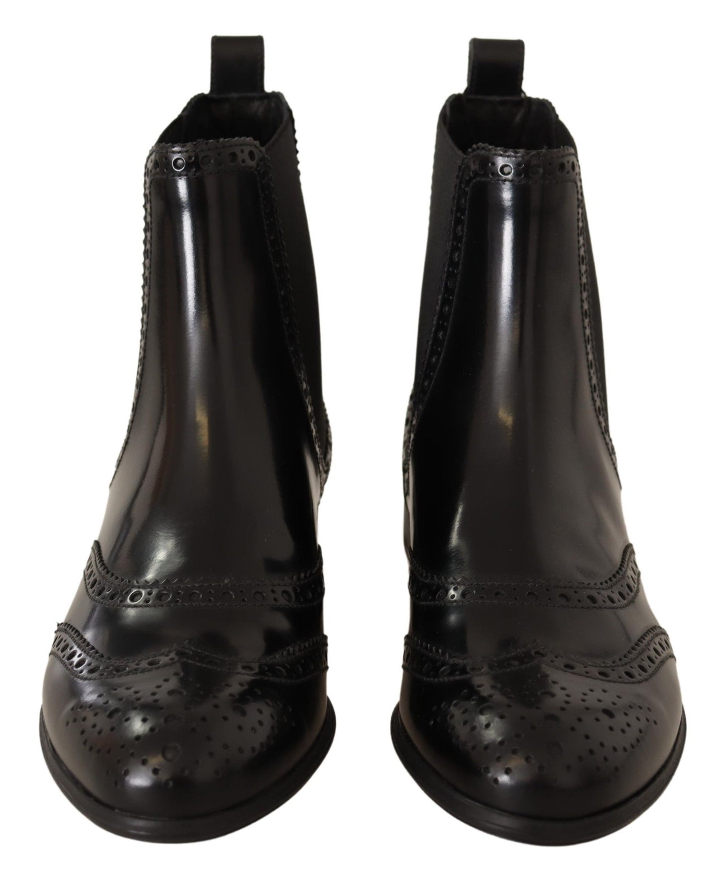 Dolce &amp; Gabbana Bottines plates en cuir noir