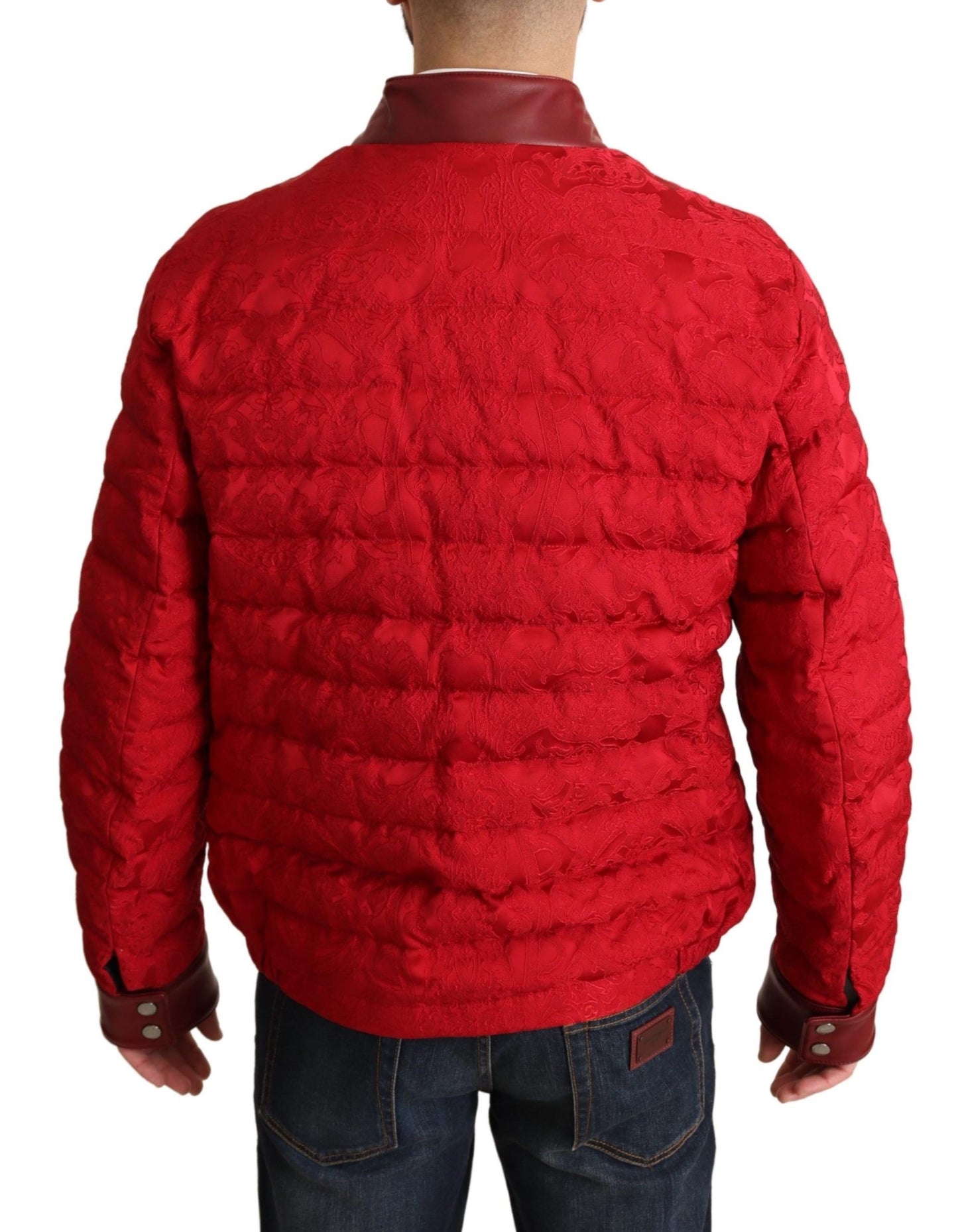 Dolce &amp; Gabbana Bomber en brocart rouge avec logo couronne dorée